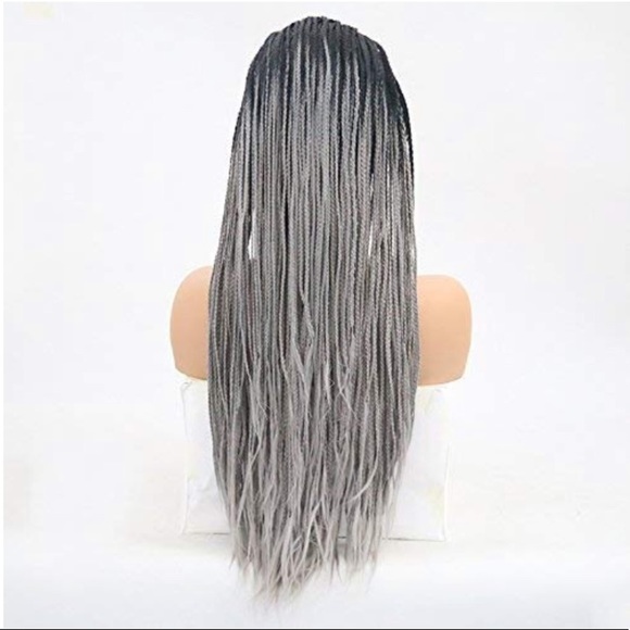 ?Kalynn R. 24” BLACK & GREY Braided LaceFront WIG